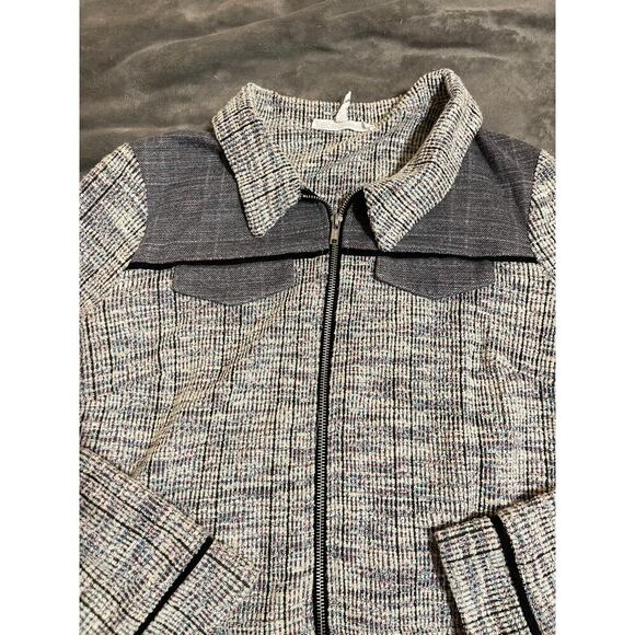 BCBGeneration‎ Knit Jacket Size Large Gray Tweed Zip Lightweight Blazer - Picture 2 of 7